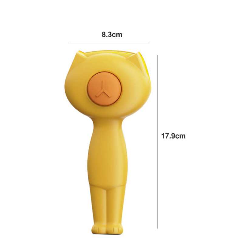 Gentle self-cleaning cat grooming tool effectively removes loose undercoat hair, promoting pet comfort.