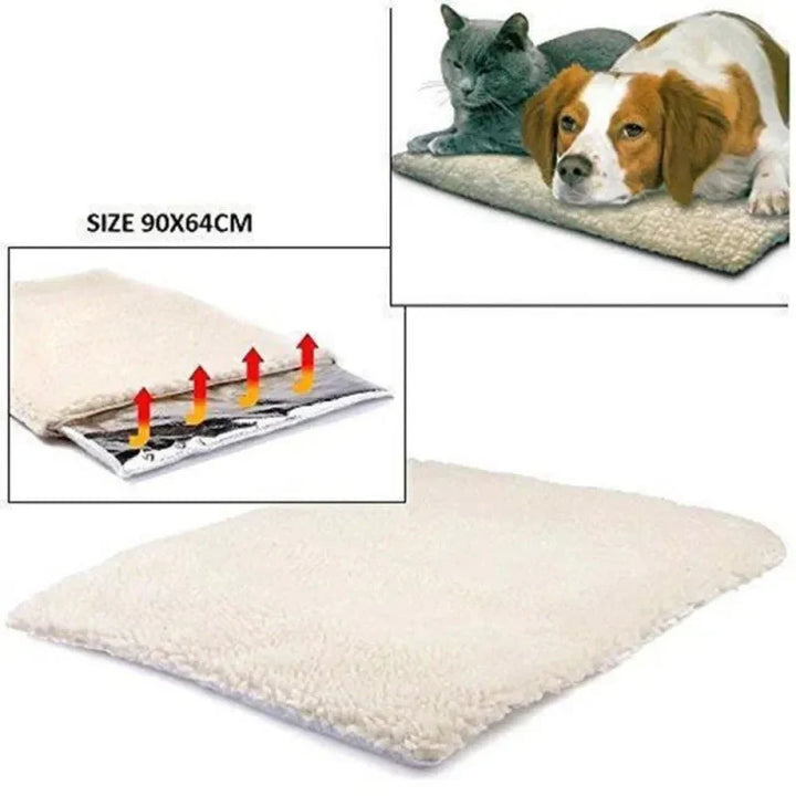 Cozy self-warming pet mat provides ultimate comfort for cats and small dogs. Ideal warm bed for winter months.