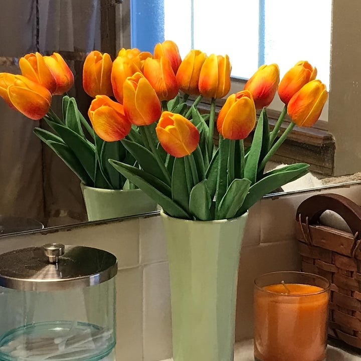 Beautiful fake tulips for stunning floral arrangements. 10 realistic PU flowers for events.