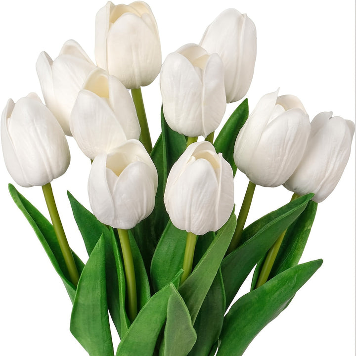 Lifelike artificial tulips for a timeless floral arrangement. Set of 10 realistic spring blooms.