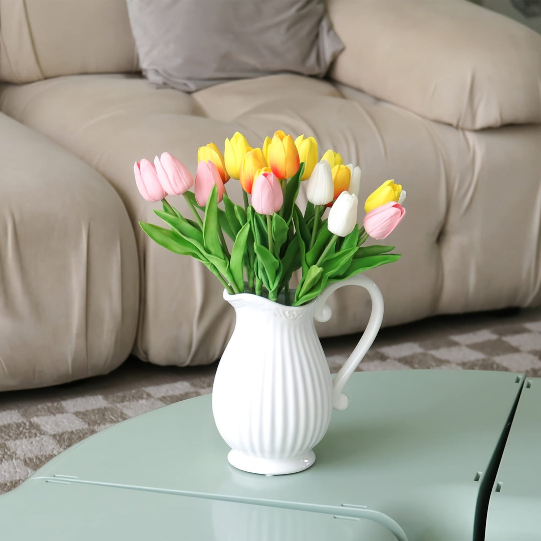 Faux tulip arrangement kit: 10 realistic artificial flowers to enhance any room or event space.