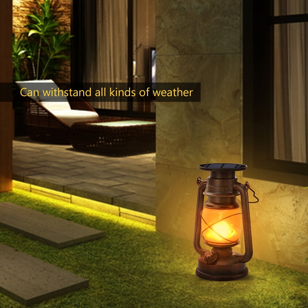 Energy-efficient solar LED lanterns, featuring dancing flames, ideal for outdoor living & garden lighting.