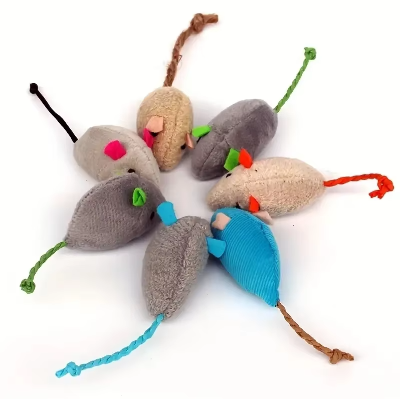 Durable, soft plush mice cat toys for indoor play. Encourages interactive hunting & mental enrichment.