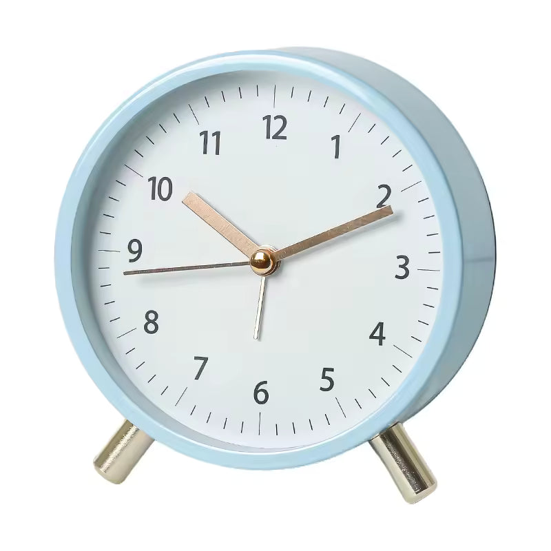 Silent Scandinavian table clock with minimalist design; perfect for modern home or office decor. Timeless elegant aesthetic.
