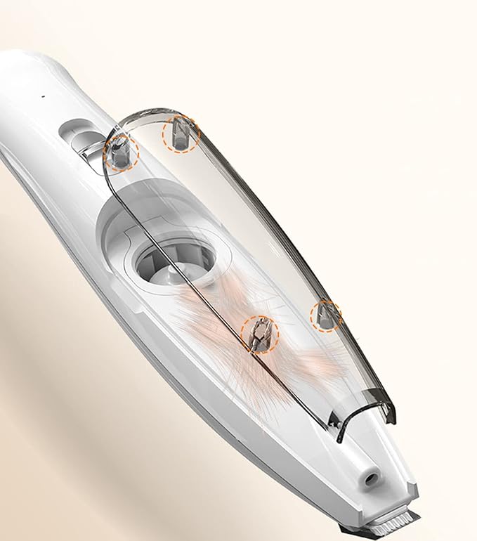 Cordless silent vacuum pet fur trimmer for professional & home grooming. Keeps pets calm during fur removal.