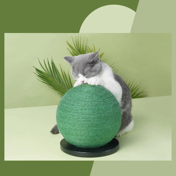 Sisal scratching ball for cats, promoting healthy claw care & playful interaction, a durable cat toy.
