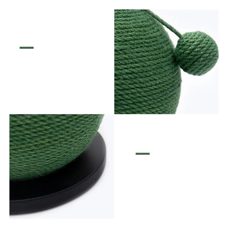 Interactive sisal scratching ball, a fun cat toy & scratcher for kittens and adult cats, protects furniture.