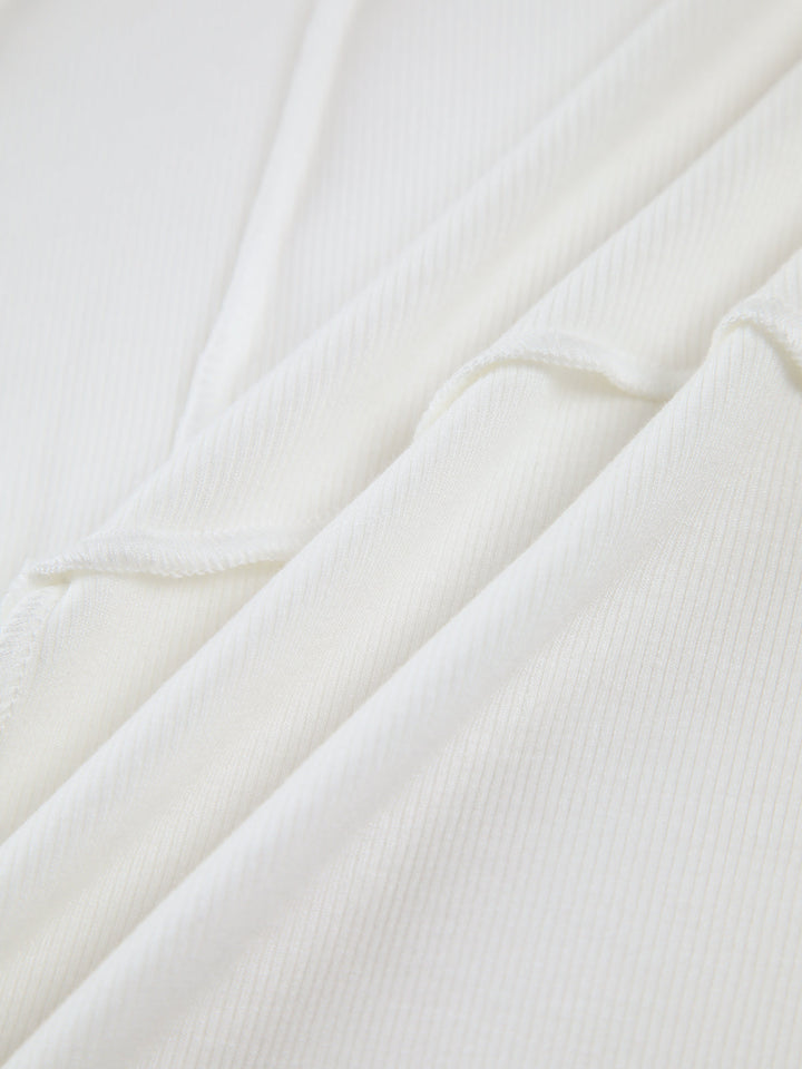 Modern women's ribbed long sleeve top, offering a comfortable and fashionable option for any occasion.
