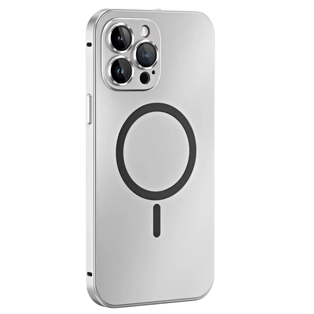 Slim universal magnetic metal iPhone case.