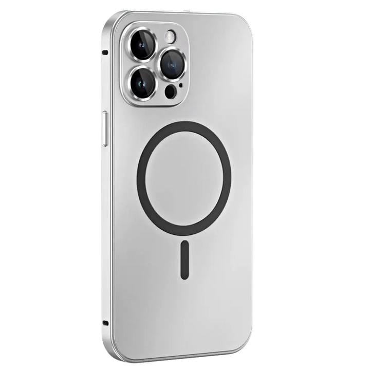 Slim universal magnetic metal iPhone case.