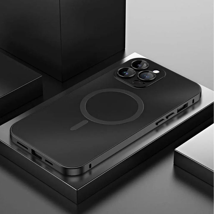 Modern magnetic phone case for iPhone, slim and durable.
