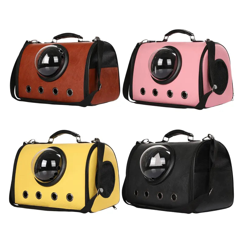 Outdoor pet gear: portable dog & cat car carrier with viewing window and ample ventilation.