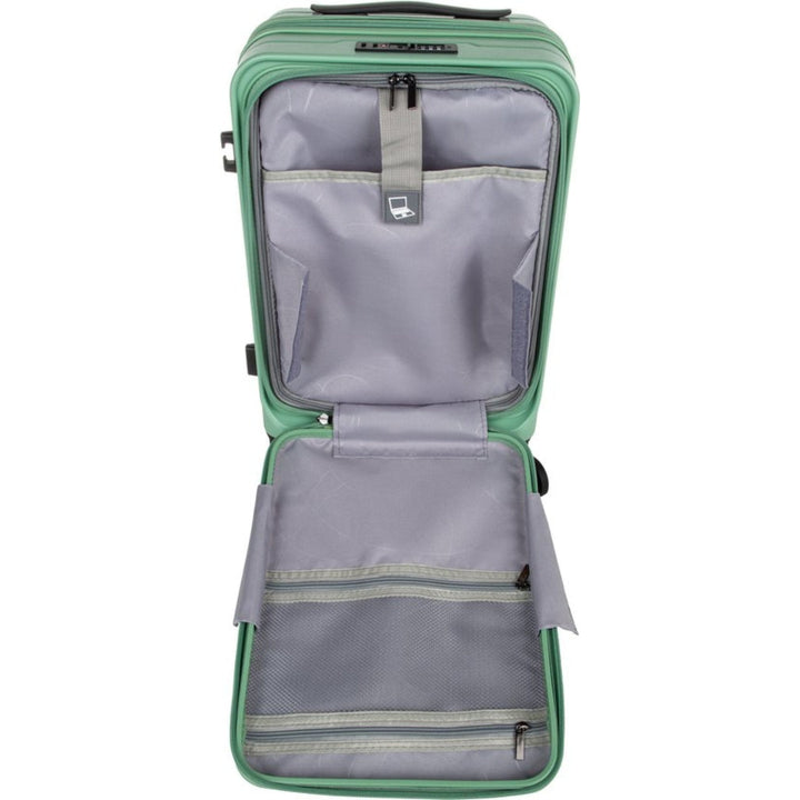 Vacation-perfect 2-piece expandable luggage set, hardshell design, & laptop protection.
