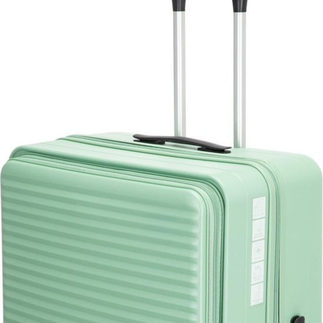 Lightweight hardshell 2-piece suitcase set, expandable for extra packing, with laptop storage.