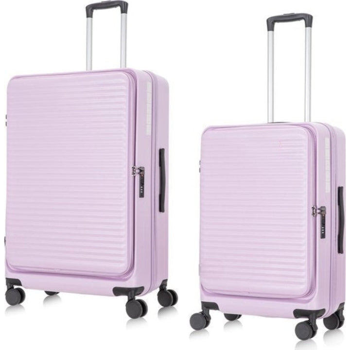 Lightweight 2-piece hardshell suitcase set with secure laptop storage & smooth spinner wheels.