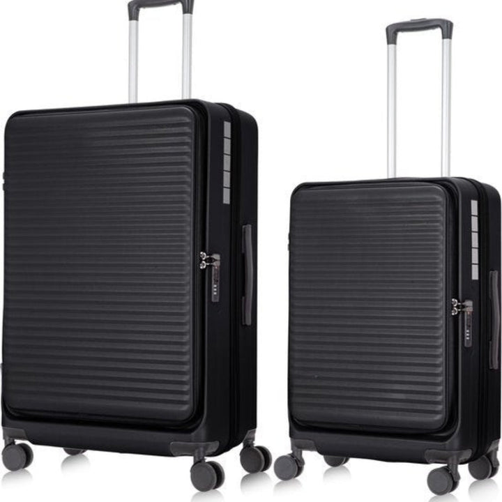Expandable 2-piece luggage set, perfect for vacation or business travel, with laptop security.