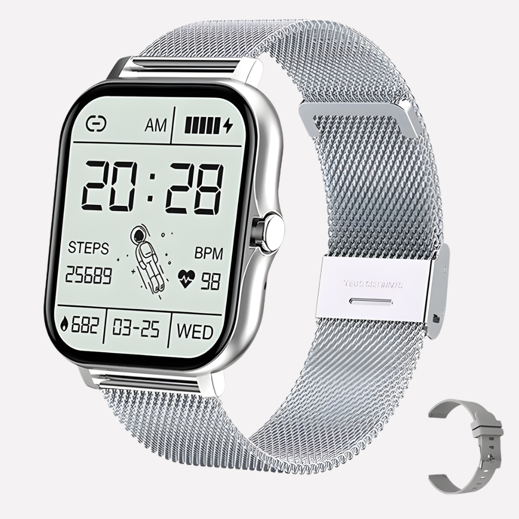 Daily wear smartwatch, 'New4', in black, designed for safety with GPS and elderly care features