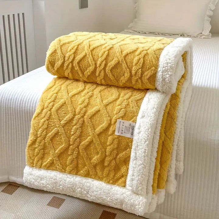 Plush sherpa fleece blanket, ultra-soft and comfortable. Reversible throw for cozy all-season warmth & style.