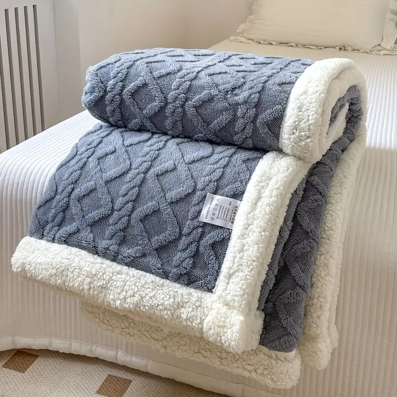 Gift-ready sherpa fleece blanket, plush & cozy. Reversible all-season throw for luxurious bed or sofa comfort.