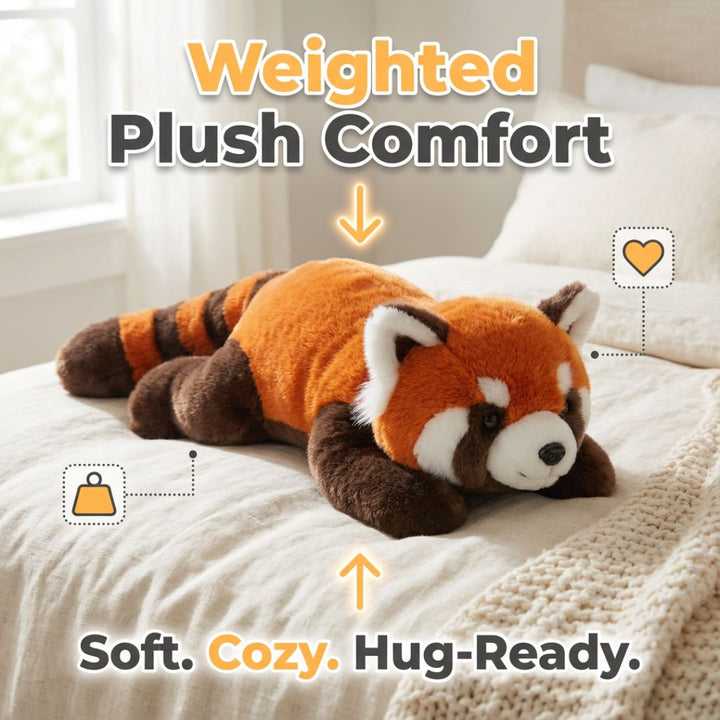 Raccoon long cuddle toy, plush & comforting for relaxation and unwinding.