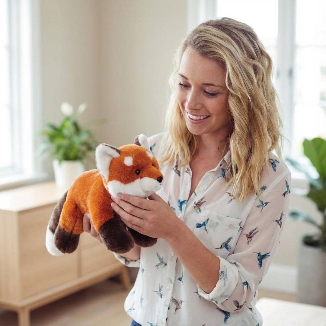 Fox long plush comfort toy, ideal soft animal pillow for kids & adults.
