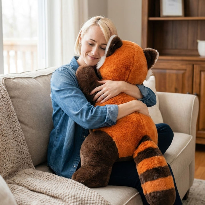 Long plush cuddle toy for kids & adults, great for comfort and stress relief.