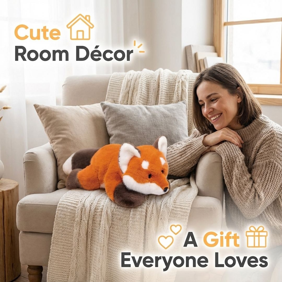 Unisex long red panda plush for comfort, relaxation & stylish home decor.