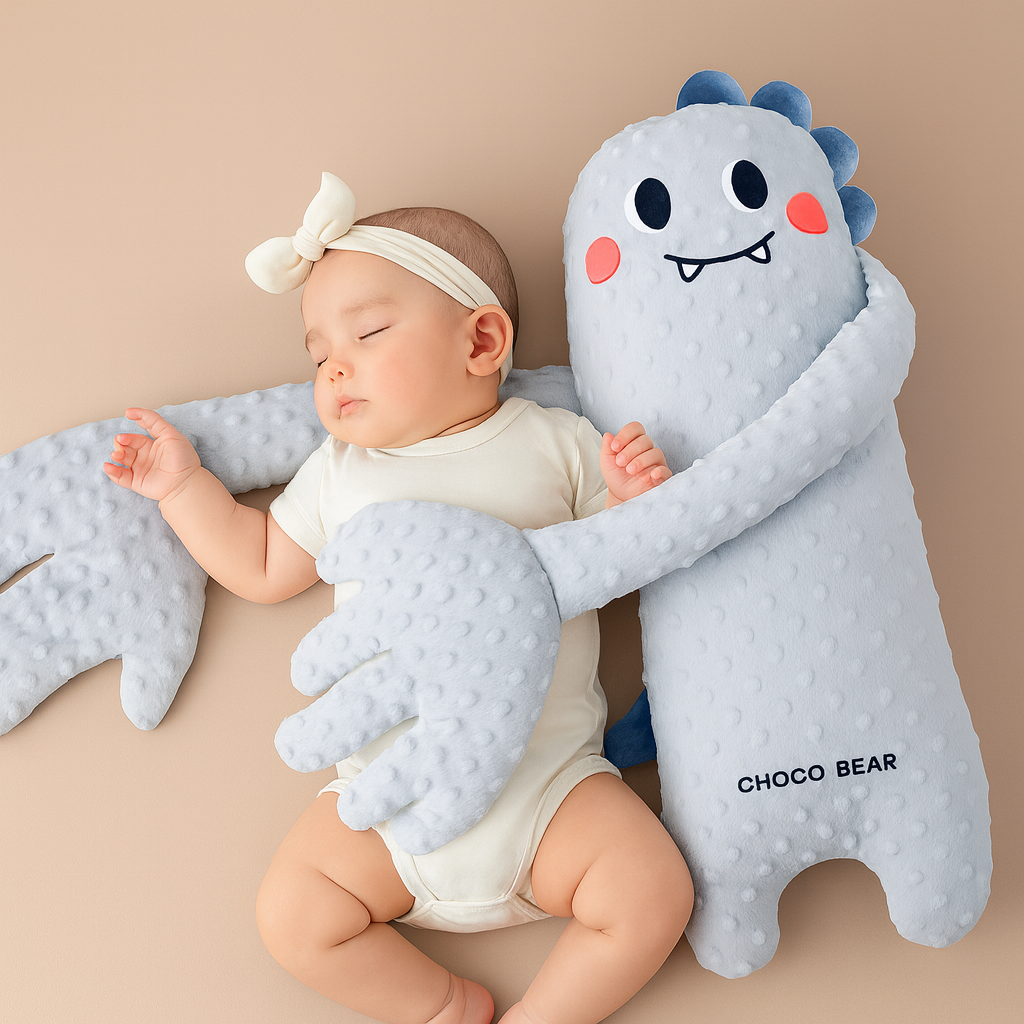 Adorable lion Baby Cuddle Buddy SnoozyHug plush toy, perfect for toddlers seeking comfort & a sleep aid.