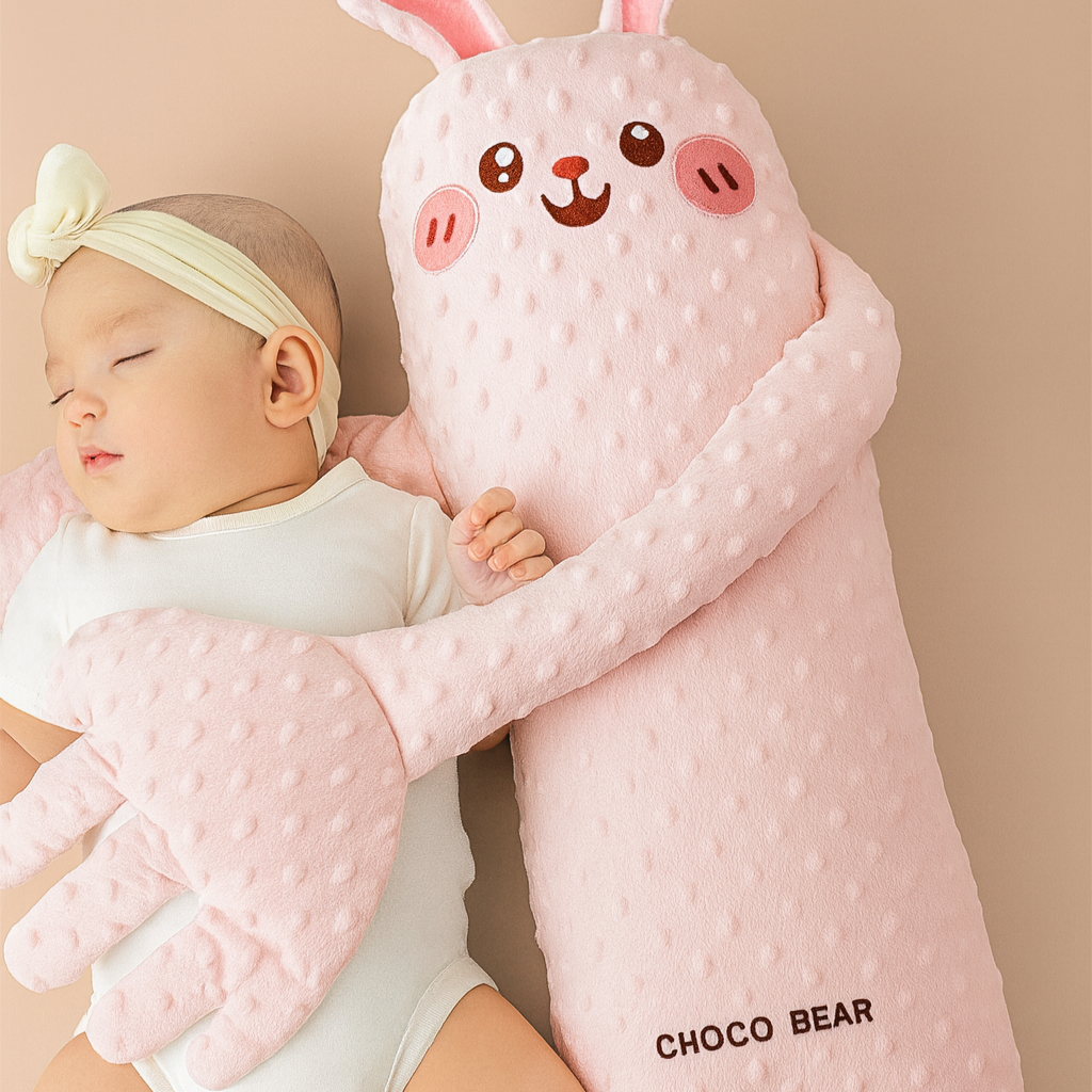 Gentle dinosaur Baby Cuddle Buddy SnoozyHug, a soft plush toy designed for infant comfort & soothing sleep.