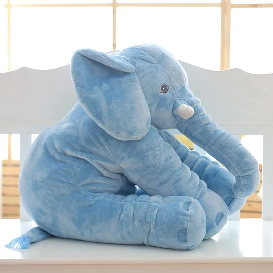 Velvety soft baby elephant plush toy, a cozy comfort pillow for children's playtime and gentle snuggles.