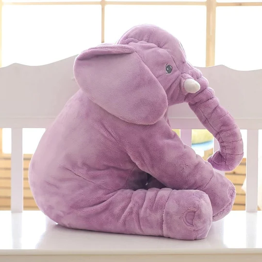Cute baby elephant comfort pillow, an ultra-soft plush toy perfect for nursery decor & sweet newborn snuggles.