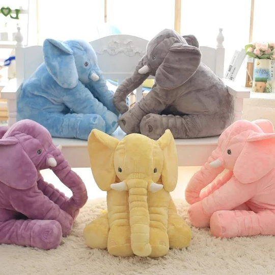 Gentle baby elephant plush toy, a soft cuddle pal & pillow providing comfort for children and great for playtime.