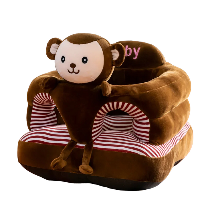 Cute cartoon baby seat made from soft crystal velvet, a washable infant sofa offering plush support for babies learning to sit.
