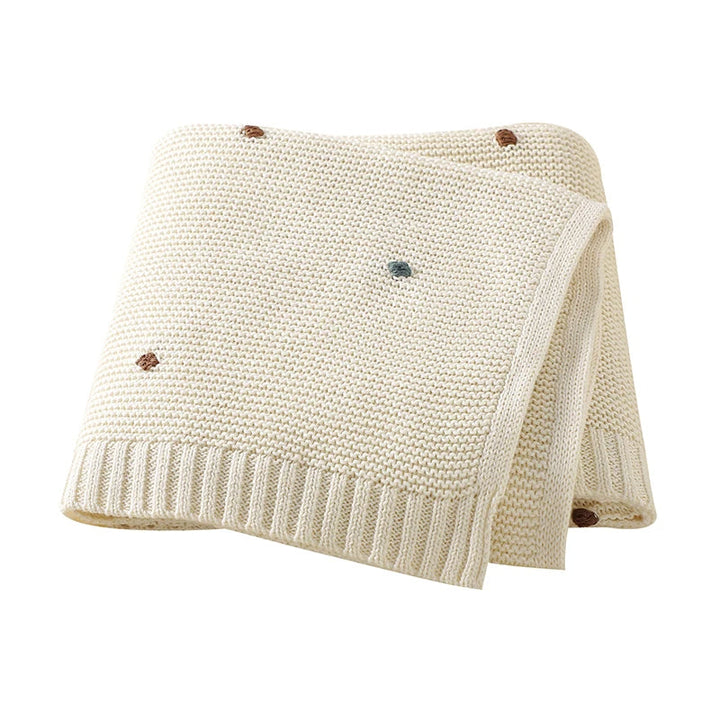 Beautifully crafted soft cotton knitted baby blanket, designed for cozy comfort for unisex infants. A perfect baby essential.
