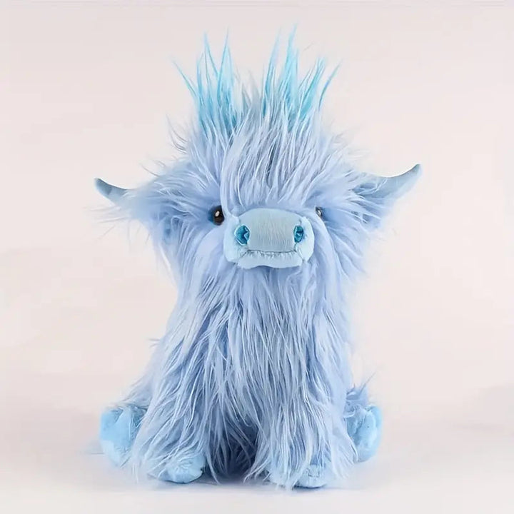 Adorable Highland Cow stuffed animal with fluffy brown fur, a high-quality soft toy ideal for home decor.