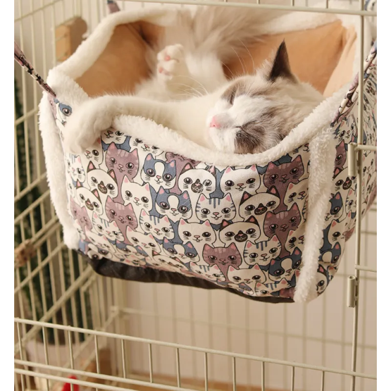 Cute patterned cat bed basket, a soft and washable pet bed for cozy cat accessories.
