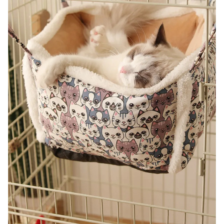 Cute patterned cat bed basket, a soft and washable pet bed for cozy cat accessories.
