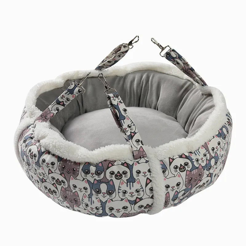 Premium plush cat bed, Cat's Cozy Retreat, featuring a cute pattern and ultimate feline comfort.