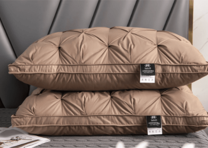 Hypoallergenic goose down pillow for breathable, soft comfort & excellent neck and head support.