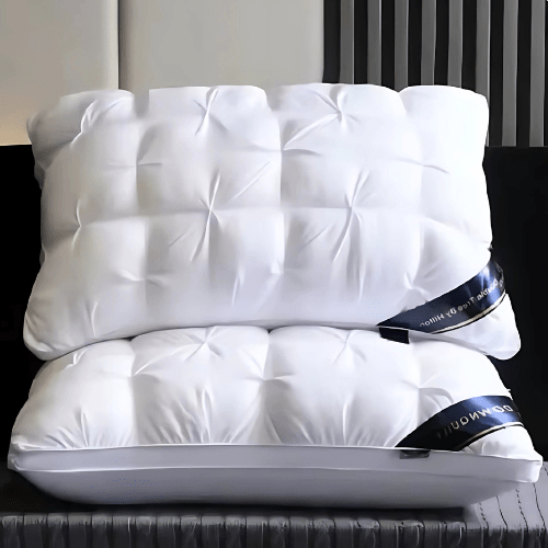 Premium goose down pillow, exceptionally soft & breathable, designed for optimal neck & head support.