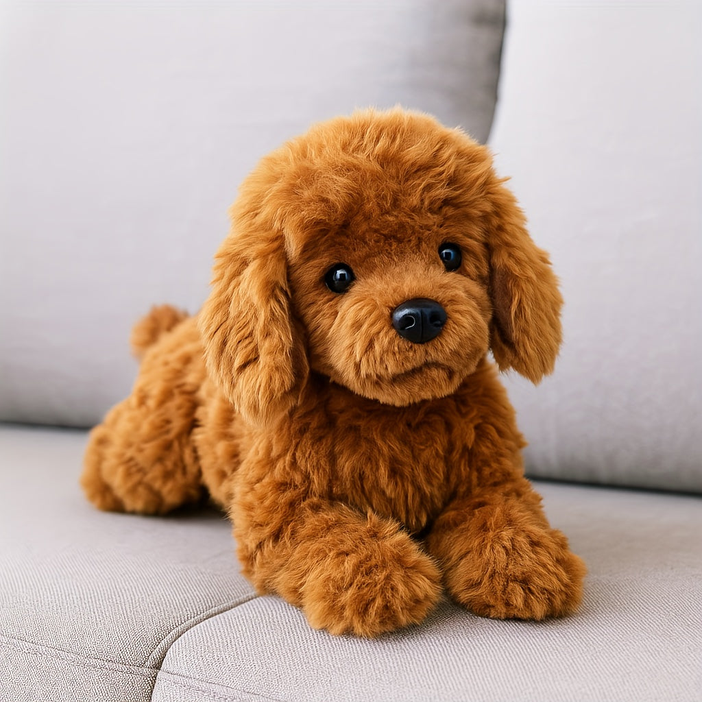 Unisex polyester stuffed dog, 15.7in, a soft & huggable plush animal toy. Perfect as a baby gift or kid's comforting friend.
