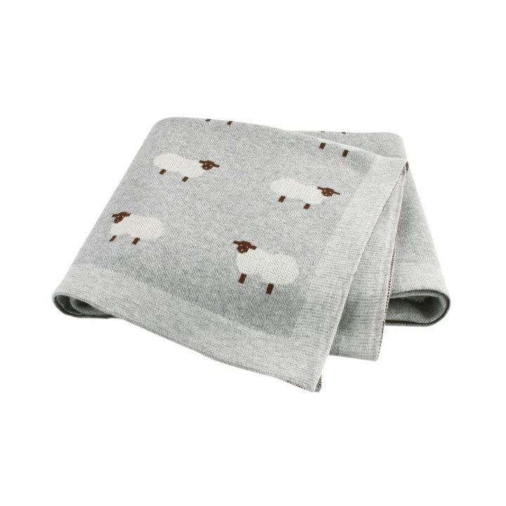 Versatile soft knit cotton baby blanket, ideal for swaddling, stroller use, and all-season infant comfort.