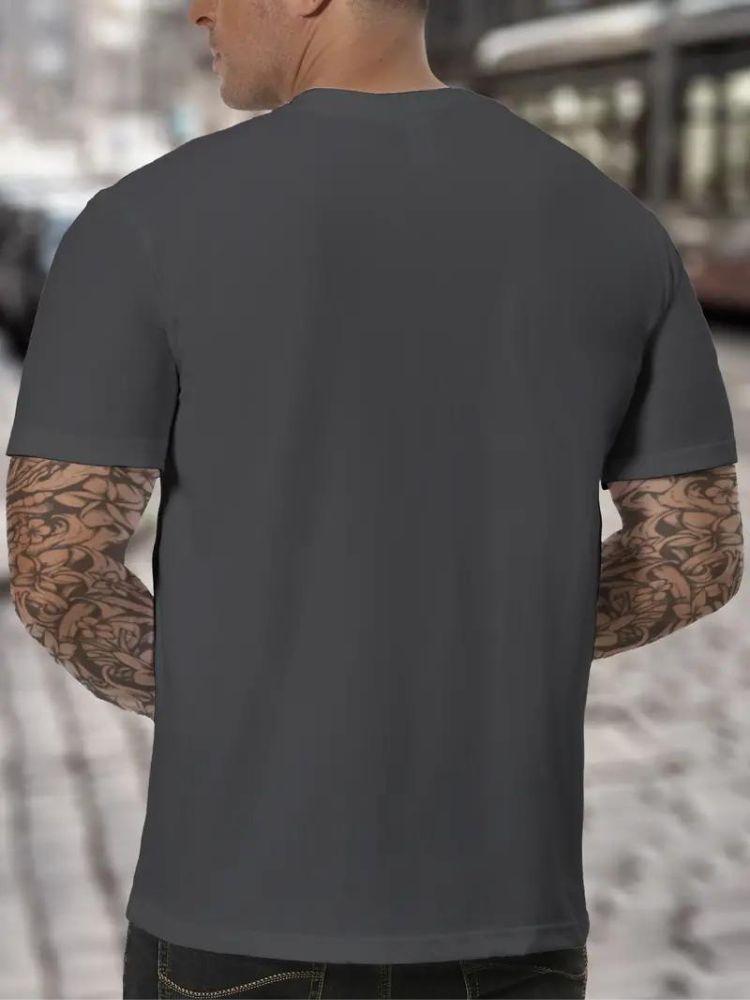 Comfortable minimalist men's high neck long sleeve tee, perfect for an understated look.