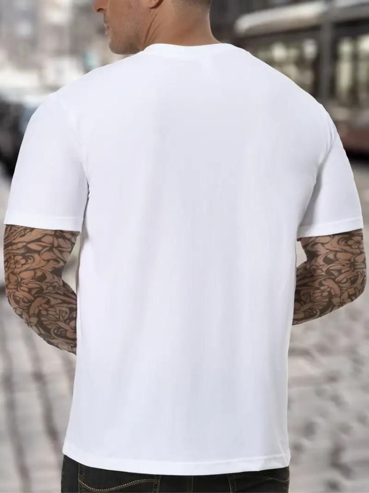 Minimalist men's high neck long sleeve tee, excellent for stylish layering.