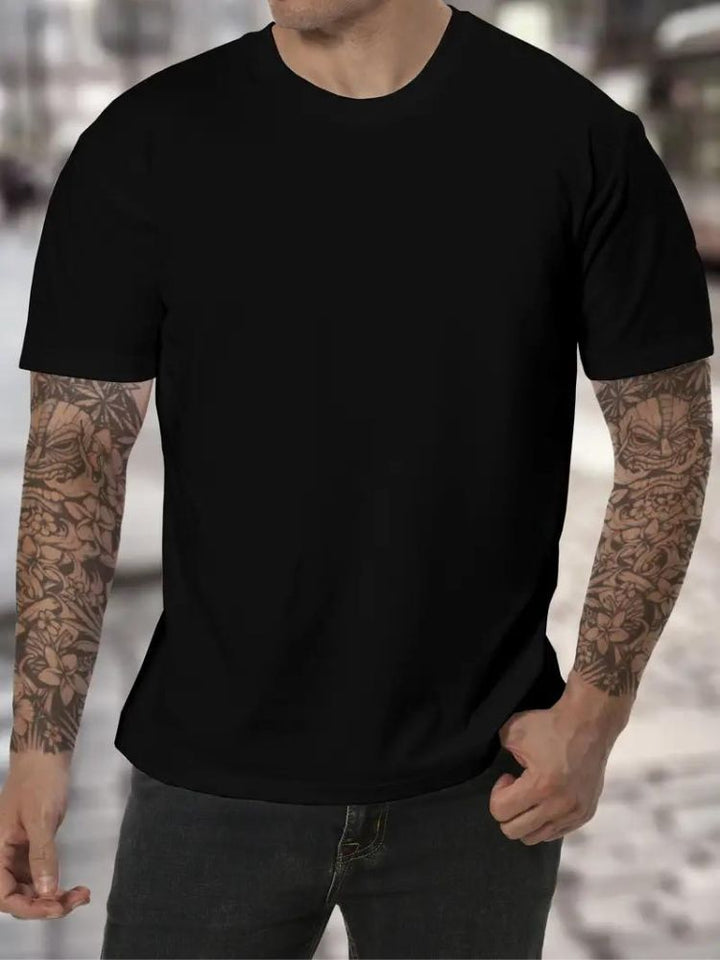 Basic men's high neck long sleeve t-shirt, a versatile staple for cooler weather.