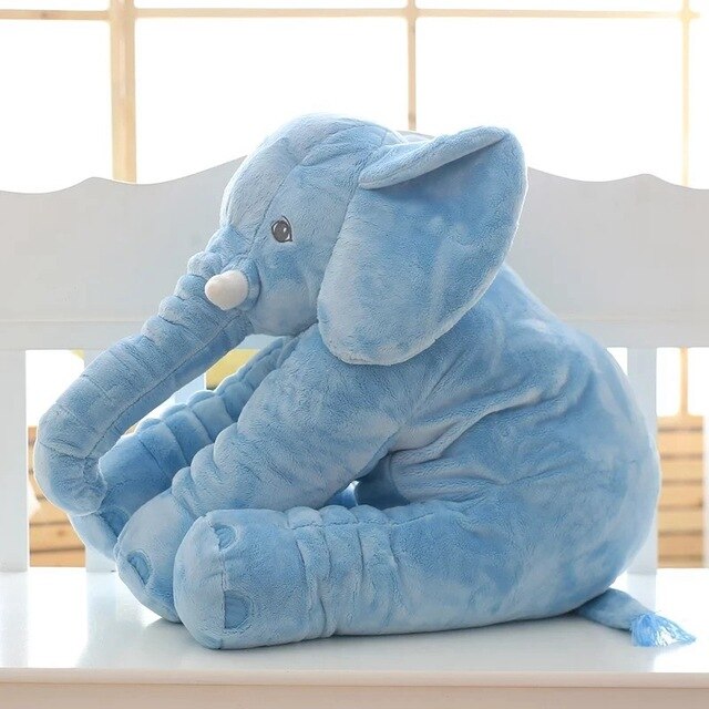 Unisex grey plush elephant cuddle pillow & soft toy for kids' comfort. Ideal baby nursery decor and gift.