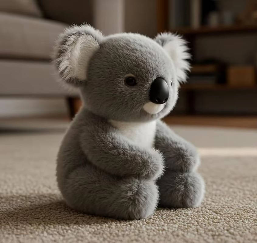 Cute weighted koala plush toy with soft fur, ideal for comfort, soothing cuddles & decorative display.