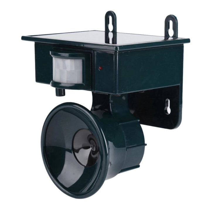 Solar-powered bird repeller with motion sensor for effective garden pest control.