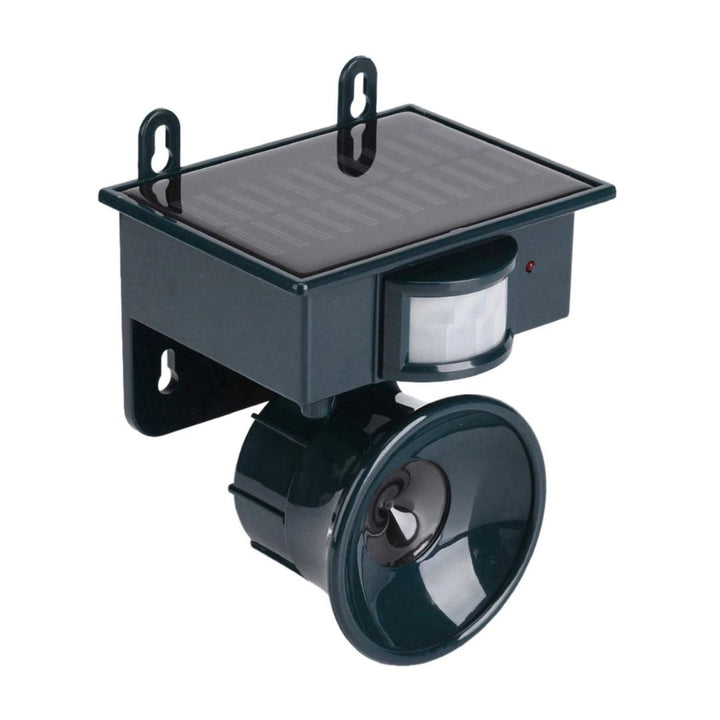 High-tech solar bird repeller with precise motion sensor for garden security.