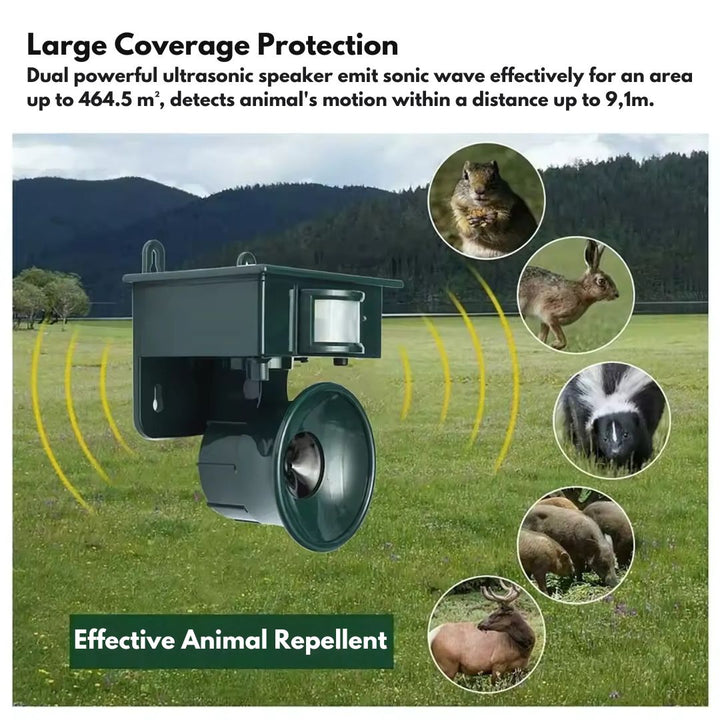 Durable solar animal repeller, motion-activated to keep birds out of your garden.
